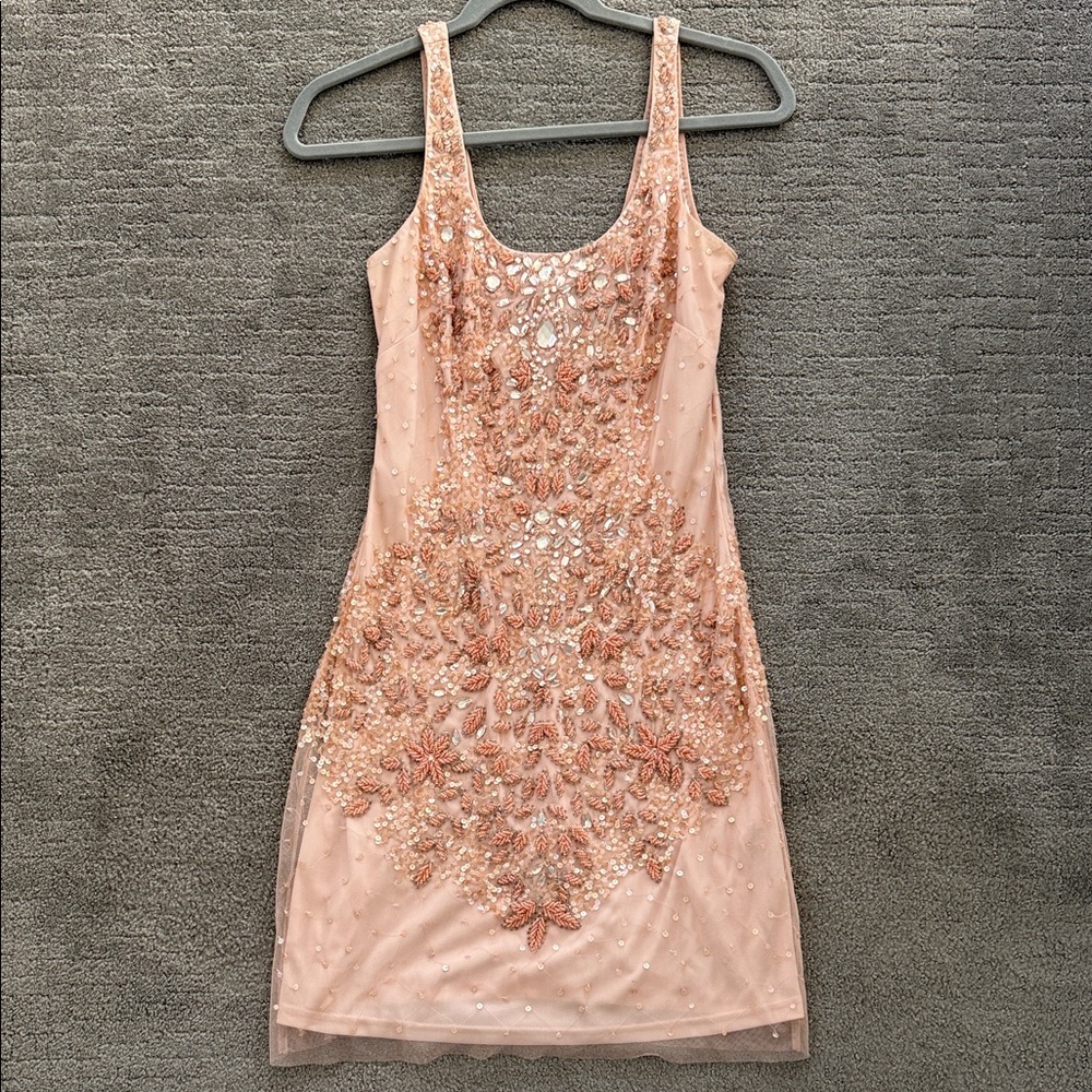 Adrianna Papell Pink Embellished Mini Dress